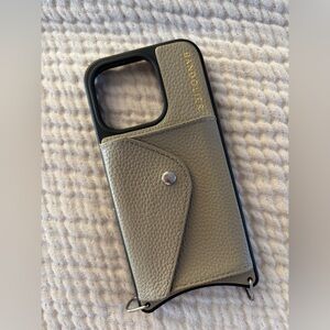 Bandolier Taupe Leather iPhone Case 15 Pro